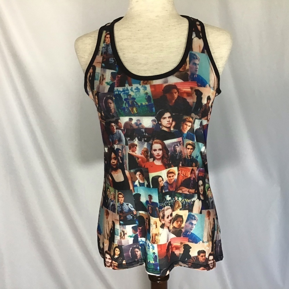 Riverdale Tank Top Size S Graphic Photo Racerback All Over Print Black M…